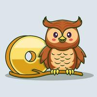 Alphabet letter o for owl cartoon vector icon illustration