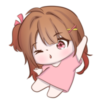 anime girl with pink dress and brown hair png