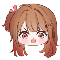 anime girl with brown hair and pink eyes png