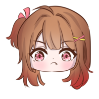 anime niña con rosado ojos y marrón pelo png