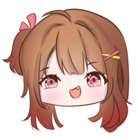anime girl with brown hair and pink eyes png
