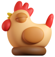 Cartoon cute chicken hen 3d illustration png