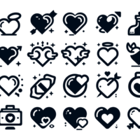 Set of Heart Illustration Icons silhouette PNG file