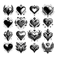 Set of Heart Illustration Icons silhouette PNG file