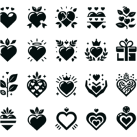 ensemble de cœur illustration Icônes silhouette png fichier