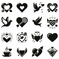 Set of Heart Illustration Icons silhouette PNG file