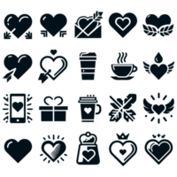 Set of Heart Illustration Icons silhouette PNG file