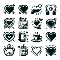 Set of Heart Illustration Icons silhouette PNG file