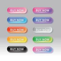 A set of buttons with different colors and glass texture vector