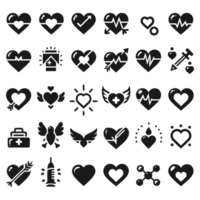 Set of Heart Illustration Icons silhouette PNG file