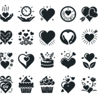 Set of Heart Illustration Icons silhouette PNG file