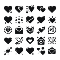 Set of Heart Illustration Icons silhouette PNG file