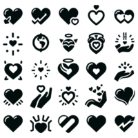 reeks van hart illustratie pictogrammen silhouet PNG het dossier