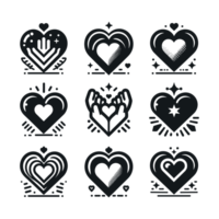 Set of Heart Illustration Icons silhouette PNG file