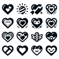 Set of Heart Illustration Icons silhouette PNG file