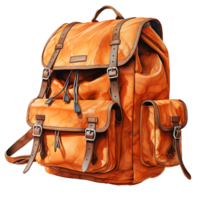 AI generated Leather School bag in watercolor style png