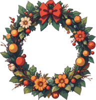 AI generated Christmas Wreath Decoration Sticker png