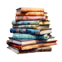 AI generated Pile of Books in Watercolor Style png