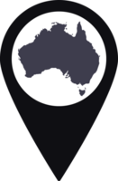 Black Pointer or pin location with Australia map inside. Map of Australia png