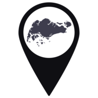 Black Pointer or pin location with Singapore map inside. Map of Singapore png