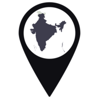 Black Pointer or pin location with India map inside. Map of India png