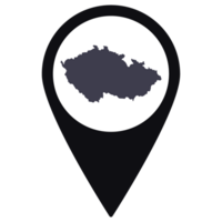 Black Pointer or pin location with Czech Republic map inside. Map of Czech Republic png