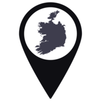 Black Pointer or pin location with Ireland map inside. Map of Ireland png