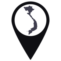 Black Pointer or pin location with Vietnam map inside. Map of Vietnam png