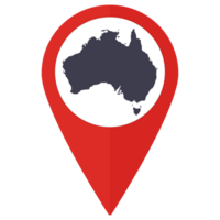 Red Pointer or pin location with Australia map inside. Map of Australia png
