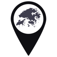 Black Pointer or pin location with Hong Kong map inside. Map of Hong Kong png