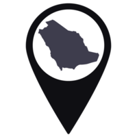 Preto ponteiro ou PIN localização com saudita arábia mapa dentro. mapa do saudita arábia png