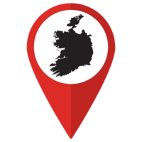 Red Pointer or pin location with Ireland map inside. Map of Ireland png