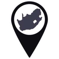negro puntero o alfiler ubicación con sur África mapa adentro. mapa de sur África png