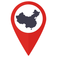 rouge aiguille ou épingle emplacement avec Chine carte à l'intérieur. carte de Chine png