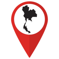 Red Pointer or pin location with Thailand map inside. Map of Thailand png