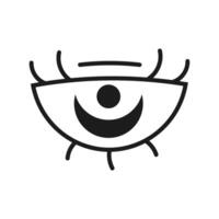 Eye with crescent and eyelashes vector