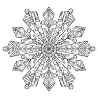 Cute mandala flower snowflake hand drawn for adult coloring book vector