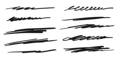 Set of hand drawn divider lines. Doodle design element with underline, swashes, swoops, swirl. vector illustration