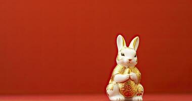 ai generado símbolo de el chino nuevo año de el Conejo. contento chino nuevo año. foto