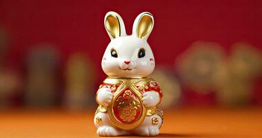 ai generado símbolo de el chino nuevo año de el Conejo. contento chino nuevo año. foto