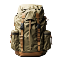 AI generated Khaki Tourist Backpack Isolated on Transparent Background png