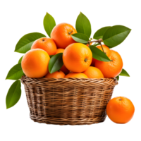 ai généré des oranges dans une panier isolé sur transparent Contexte png