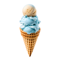 AI generated Blue Ice Cream Cone Isolated on Transparent Background png