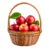 AI generated Apples in a Basket Isolated on Transparent Background png