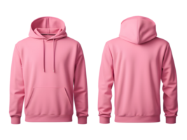 AI generated Blank Pink Hoodie Front and Back View Mockup Isolated on Transparent Background png