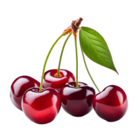 AI generated Cherry with Leaf Isolated on Transparent Background png