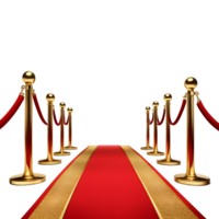 AI generated Red Carpet with Golden Barriers Isolated on Transparent Background png