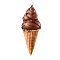 ai generado chocolate hielo crema cono aislado en transparente antecedentes png