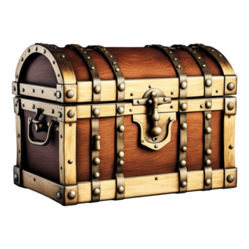 AI generated Empty Vintage Treasure Chest Isolated on Transparent Background png