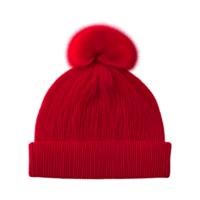 AI generated Red Knitted Beanie Hat Isolated on Transparent Background png